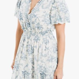Max Studio Blue and White Floral Midi Dress
